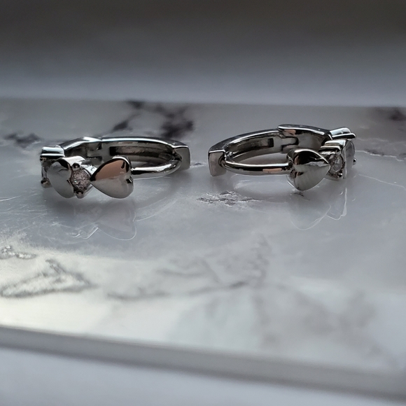 New Fashion Heart 925 Silver Hoop Earrings - Picture 10 of 13